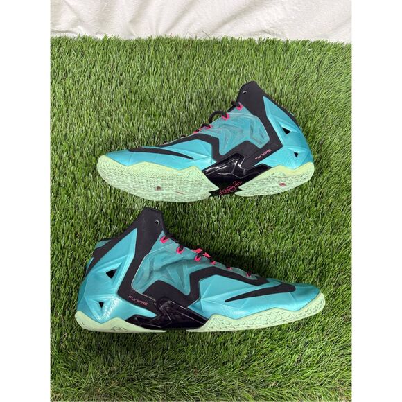 Size 13 - OG box RARE VNDS Nike LeBron XI South Beach 2014  616175-330 - Picture 5 of 10